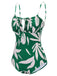[Pre-Sale] 1960s Green Leaf Sleeveless Camisole Strap Swimsuit