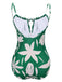 [Pre-Sale] 1960s Green Leaf Sleeveless Camisole Strap Swimsuit