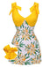 [Pre-Sale] Yellow 1940s Floral Patchwork One-Piece Swimsuit