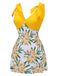 [Pre-Sale] Yellow 1940s Floral Patchwork One-Piece Swimsuit