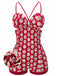 Red 1950s Strap Floral One-piece Swimsuit