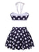 [Pre-Sale] Navy Blue 1940s Polka Dot Halter Swimsuit