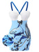 [Pre-Sale] Blue 1940s Dolphin Halter One-piece Swimsuit