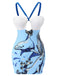 [Pre-Sale] Blue 1940s Dolphin Halter One-piece Swimsuit