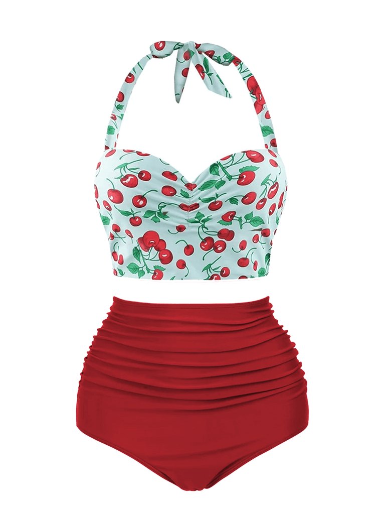 [Pre-Sale] 1950s Red Cherry Halter Swimsuit