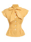 Yellow 1950s Bow Solid Blouse Top