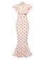 Orange 1930s Polka Dot Fishtail Dress