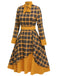 Yellow 1950s Plaid Long Sleeve Patchwork Dress