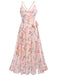 Light Pink Floral Strap Lace-up Vintage Dress