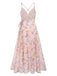 Light Pink Floral Strap Lace-up Vintage Dress