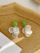 Retro Green Shell Slices Stud Earrings