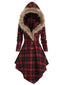 Red 1950s Plaid Long Sleeves Coat Dress