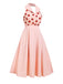 Pink 1950s Strawberry Splicing Halter Dress