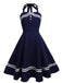 1950s Halter Navy Swing Dress