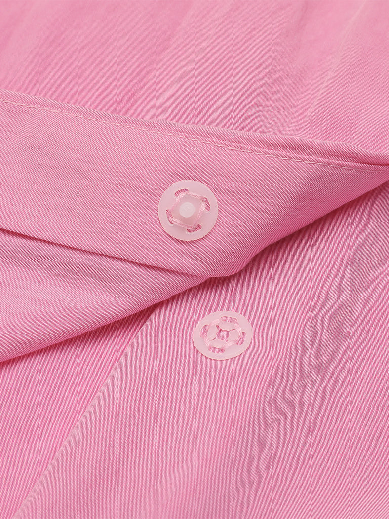 Pink 1950s Doll Collar Solid Dress