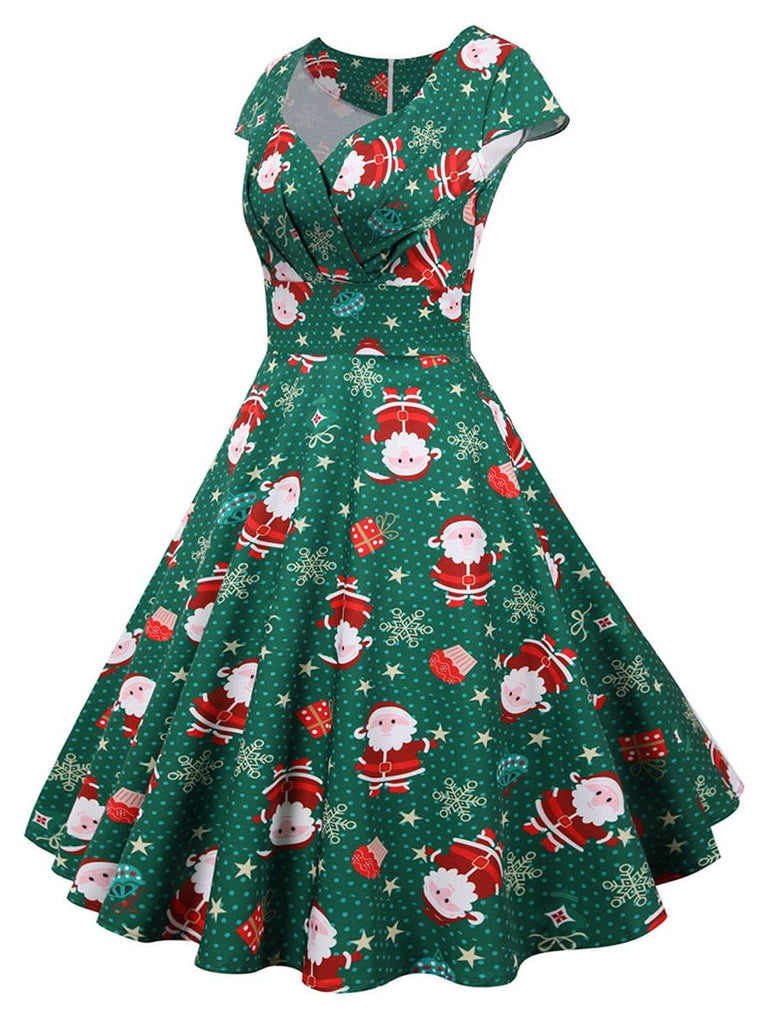 Green 1950s Christmas Polka Dot Dress