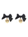 Retro Black Bow Heart Stud Earrings