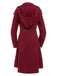 Wine Red 1950s Solid Button Coat