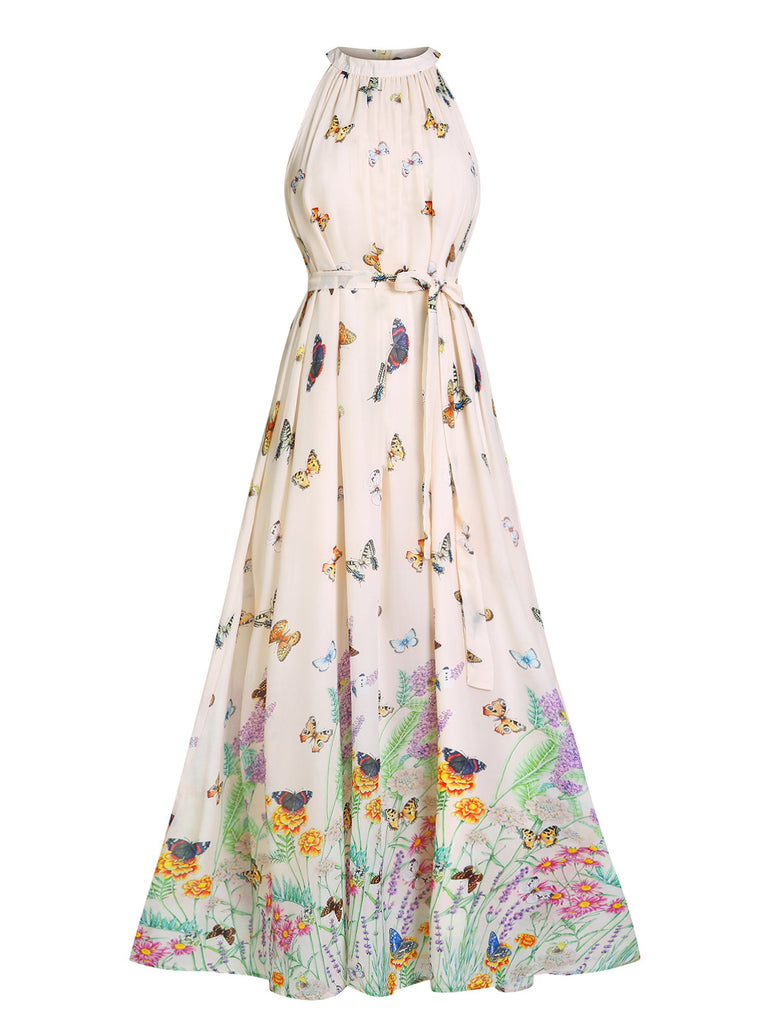 Floral Butterfly Vintage Maxi Dress