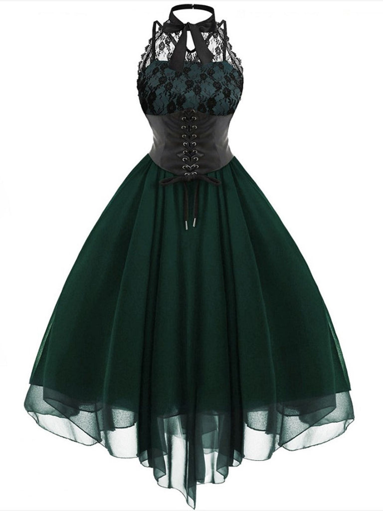 1950s Halloween Gothic Steampunk Lace Dress