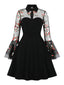 Black 1950s Lace Ruffle Swing Dress