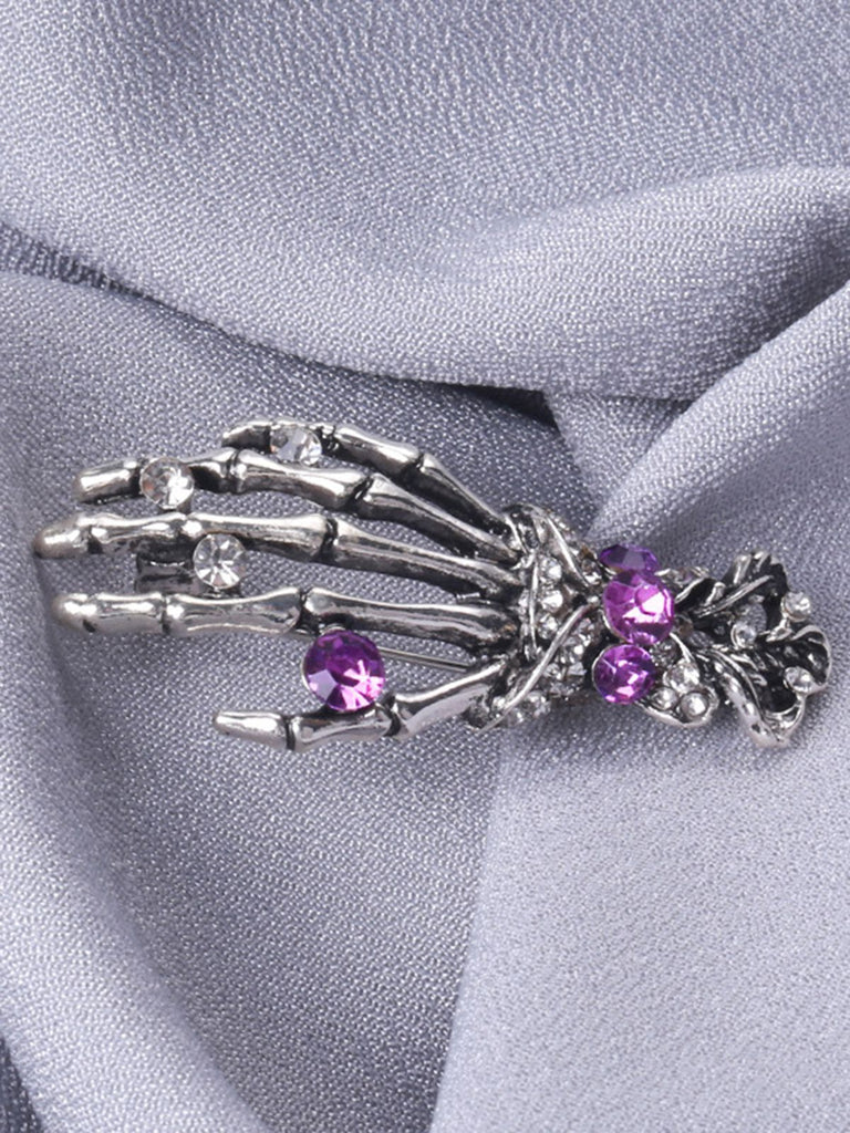 Retro Halloween Skeleton Hand Brooch