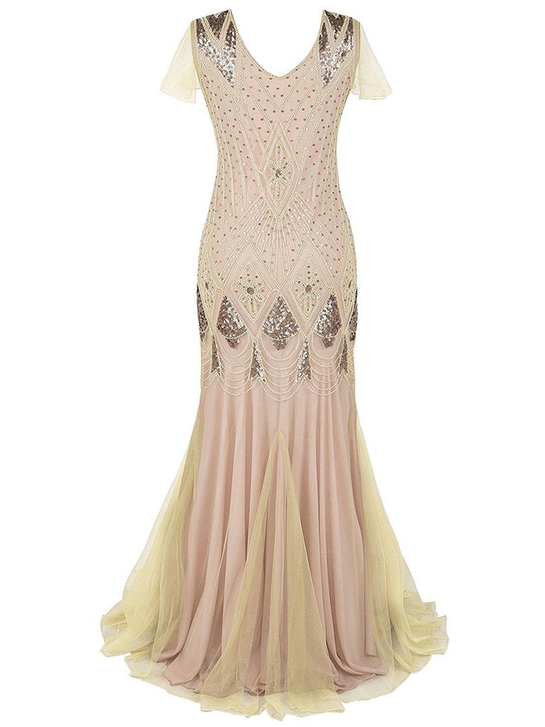 [US Warehouse] Apricot Sequin Gatsby Maxi Dresses