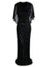 1920s Mesh Sequined Cape Maxi Dress