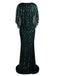 1920s Mesh Sequined Cape Maxi Dress