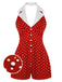 Red 1950s Halter Polka Dot Romper