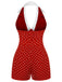 Red 1950s Halter Polka Dot Romper