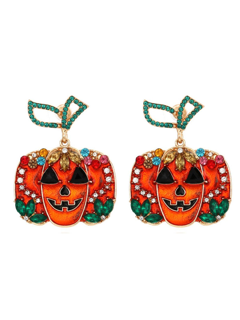 Orange 1950s Halloween Pumpkin Earring