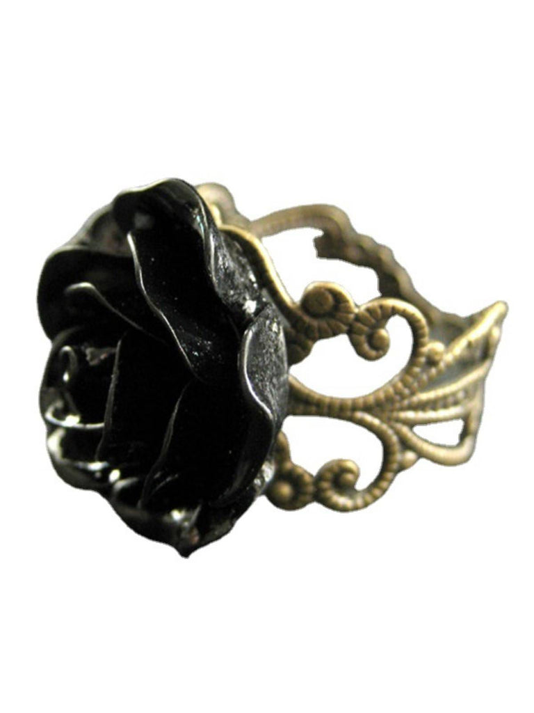 Retro Black Rose Alloy Ring