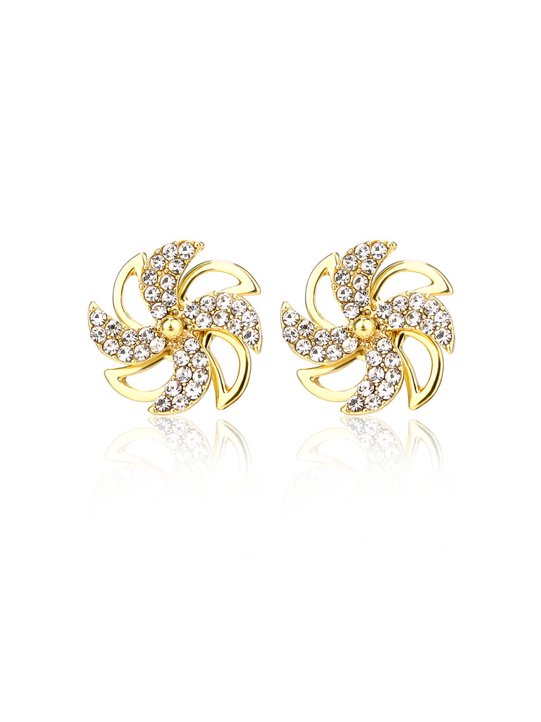 Retro Windmill Gold Trim Alloy Earrings