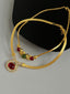 2PCS Gold Glass Rehinestone Alloy Necklace