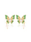 Green Butterfly Pearl Earrings