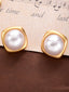 Retro Pearl Gold Trim Alloy Earrings