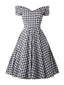 Black 1950s Plaid Swing Dress