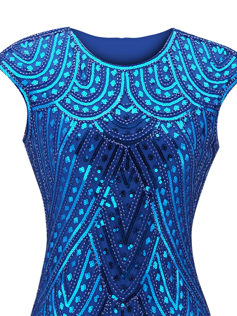 Blue 1920s Fringed Flapper Gatsby Dress