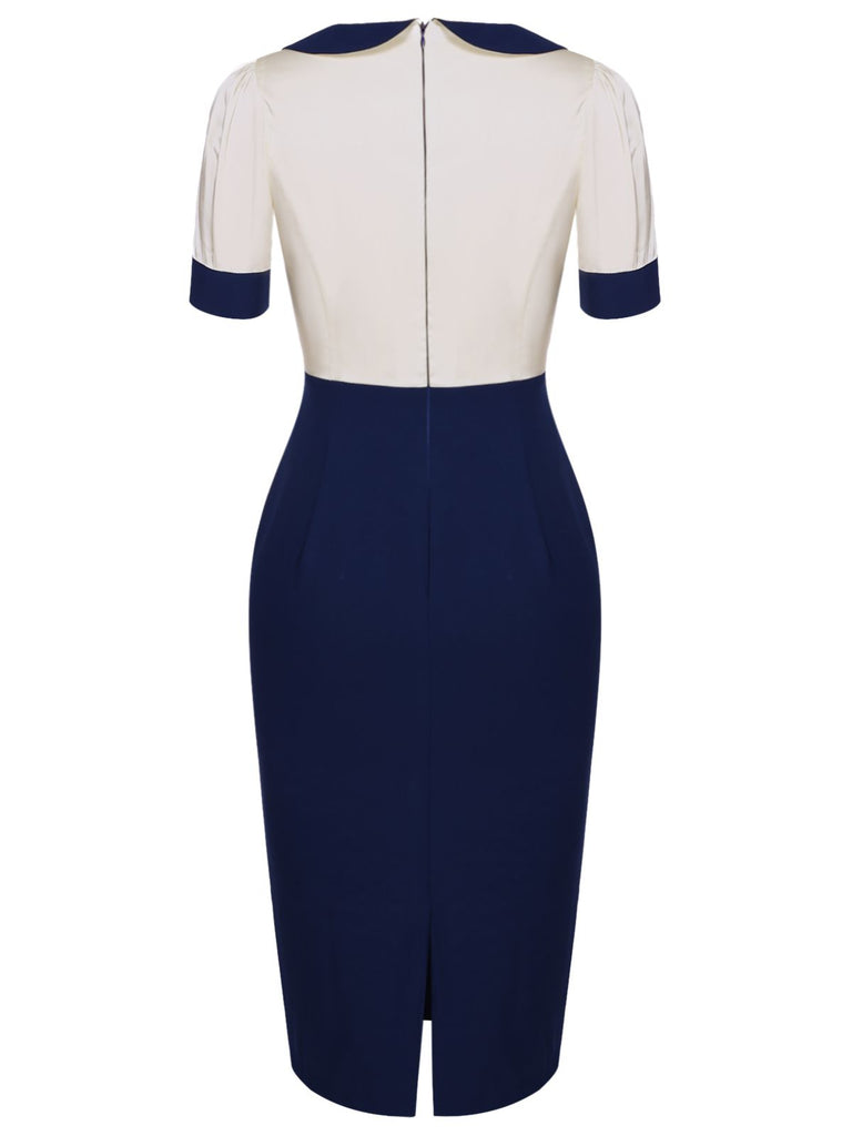 Blue 1960s Patchwork Pencil Dress