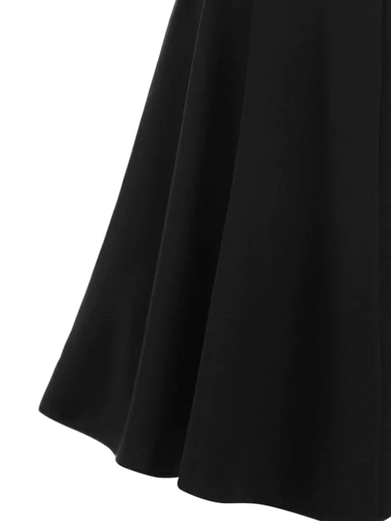 Black 1950s Solid Spaghetti Dress