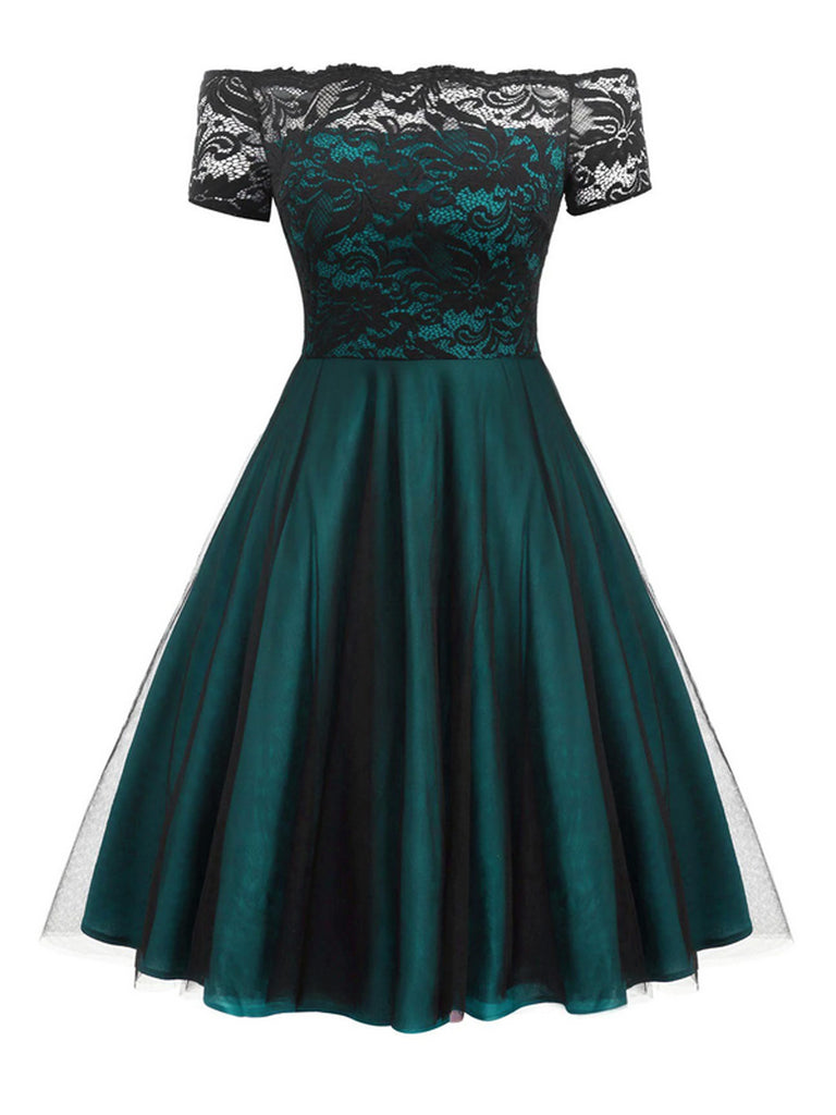 Plus Size 1950s Off Shoulder Lace Dress