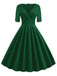 1950s Solid Sweetheart Fold Swing Dress