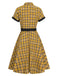 Mustard 1950s Plaid Belt Swing Dress