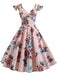 1950s Floral Flare Sleeve Swing Dress