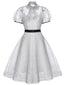 White 1950s Polka Dot Lining Dress