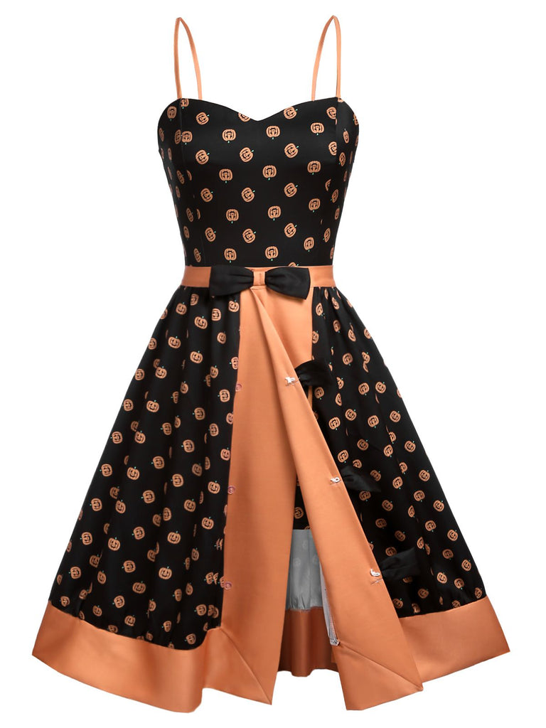 Black 1950s Pumpkins Romper & Skirt