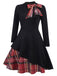 Black 1950s Plaid Patchwork Swing Dress