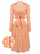 3PCS Orange 1950s Daisy Plaids Top & Skirt