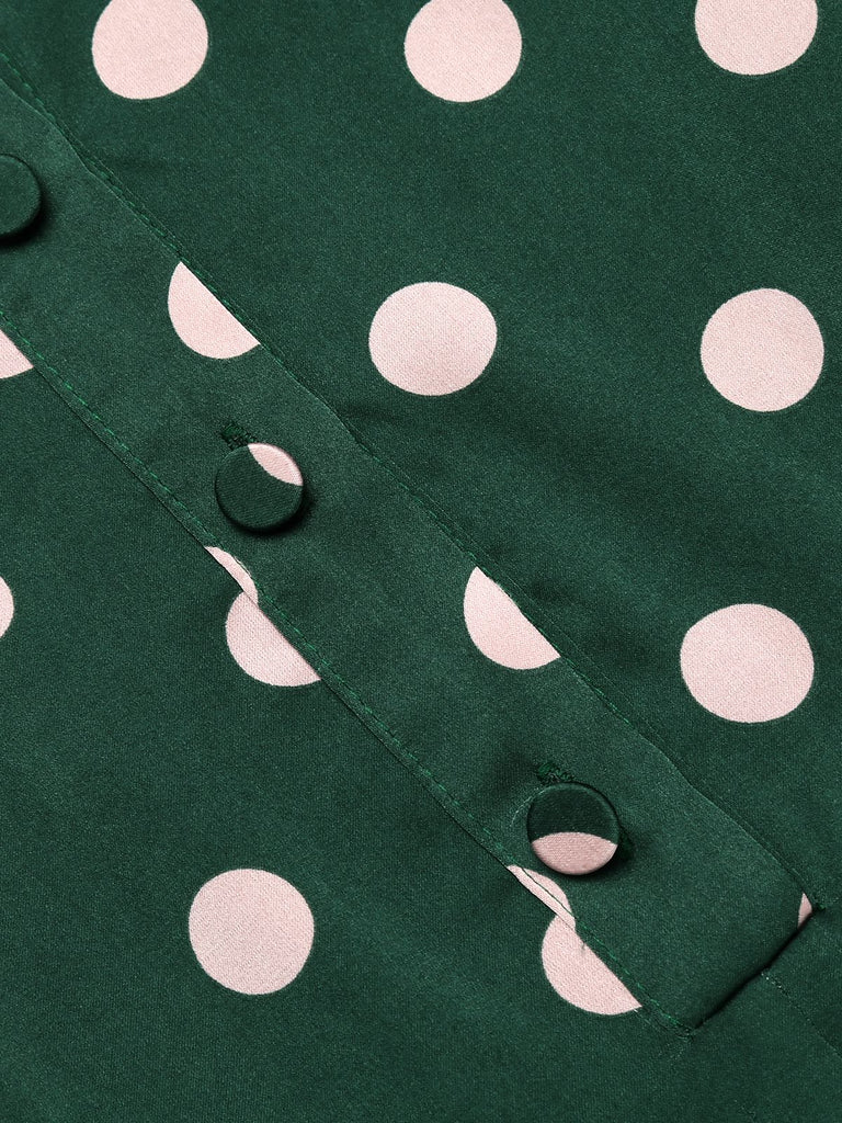 Emerald 1930s Polka Dot Fishtail Dress